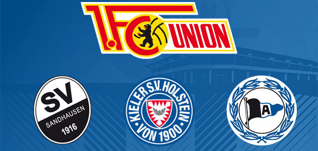 Logos 1. FC Union Berlin, SV Sandhausen 1916, Holstein Kiel, DSC Arminia Bielefeld